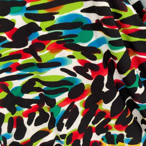 Chaus Faux Wrap Dress Low V Neck Colorful L - Picture 5 of 13